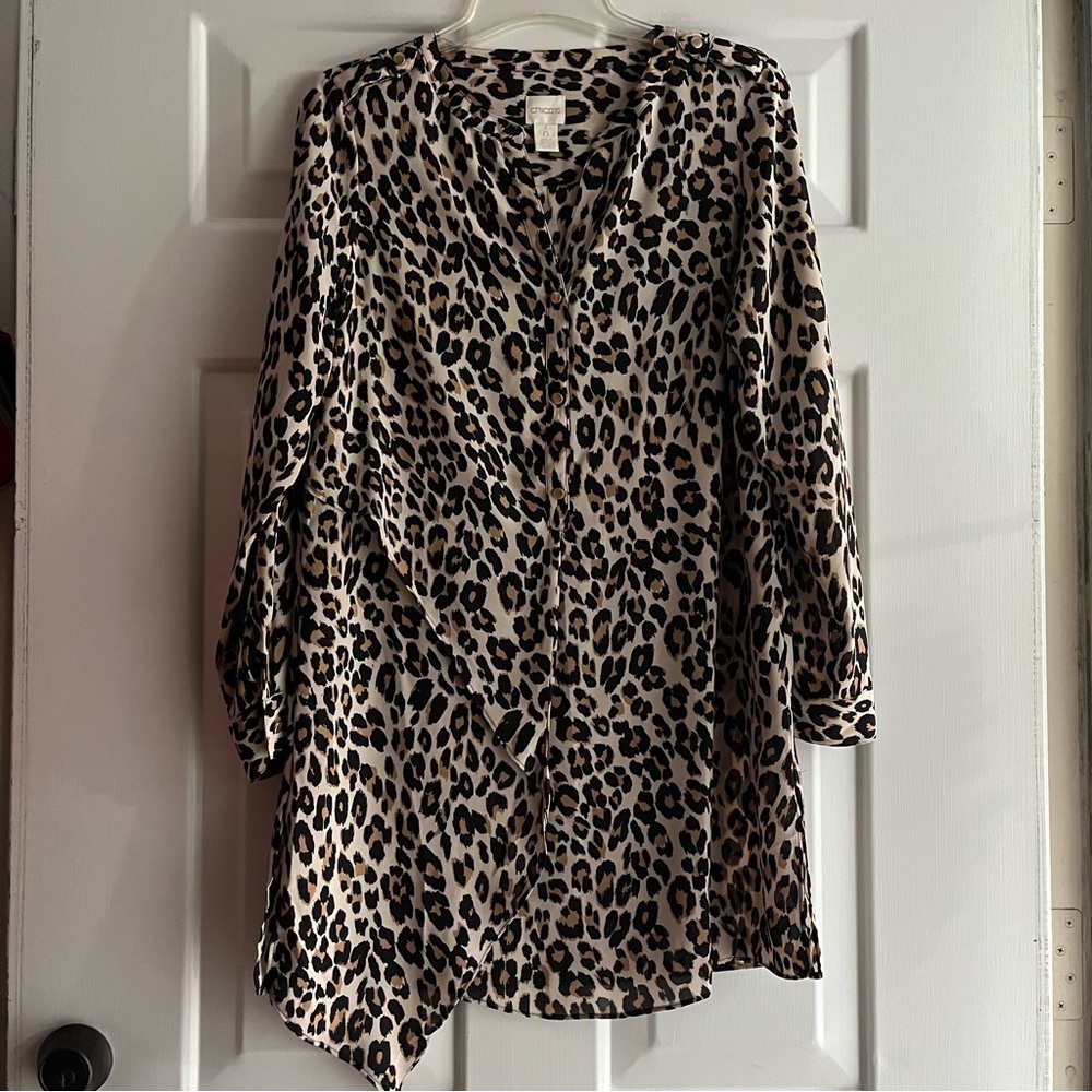 Chico’s Modern Utility Tunic In Leopard Chico’s Size 0 Regular Size Small